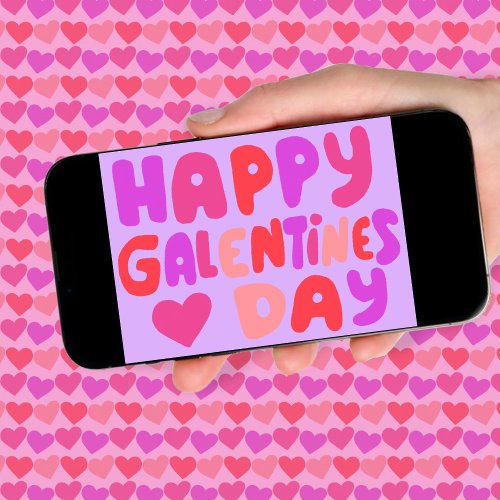 Galentines Day Bubble Letters Groovy Retro Digital Card