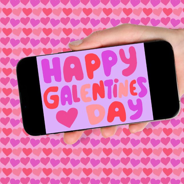 Galentines Day Bubble Letters Groovy Retro Digital Card (Happy Galentines Day Bubble Letters Groovy Retro Digital Card Online Email Colorful Love  ecard)