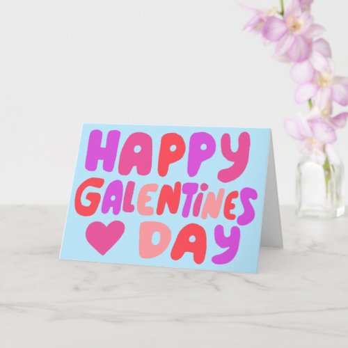 Galentines Day Bubble Letters Pink Curvy Retro  Card