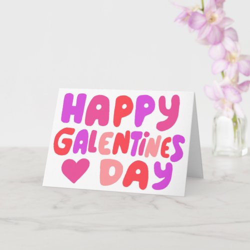 Galentines Day Bubble Letters Pink Curvy Retro  Card