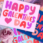 Galentines Day Bubble Letters Pink Curvy Retro Postcard<br><div class="desc">Check out this sweet and colorful art,  hand made by me for you! Feel free to add your own text or change the colors. Visit my shop for more!</div>