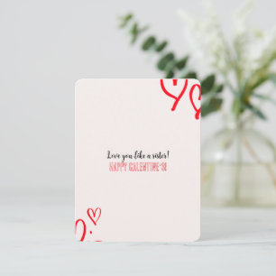 Galentine's Day Card Heartfelt Message Red Hearts