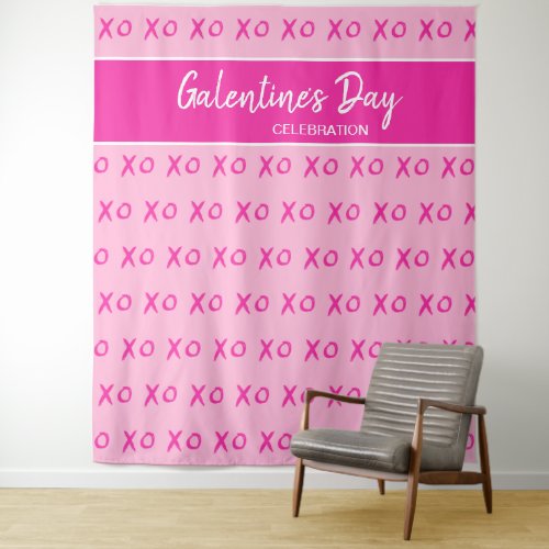 Galentines Day Celebration Pink XOXO pattern Tapestry