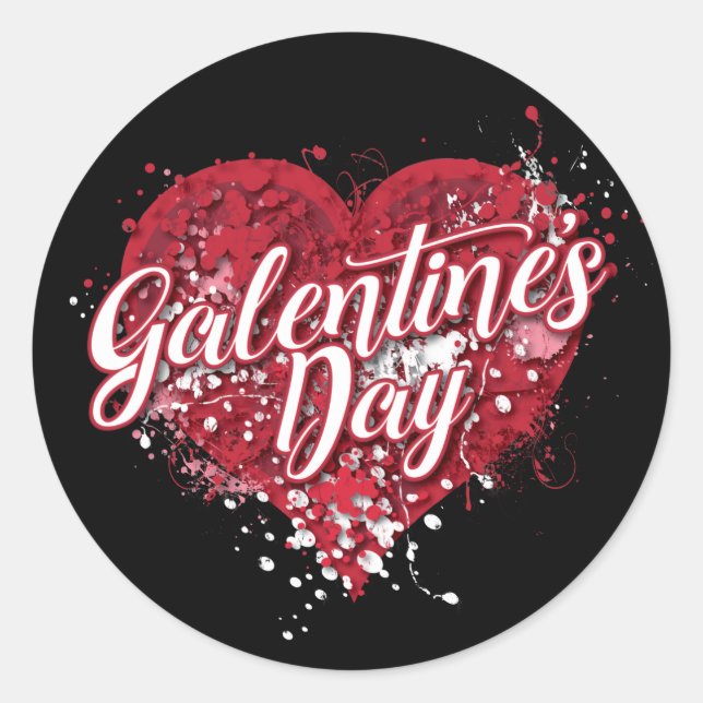 Galentine's Day Classic Round Sticker (Front)