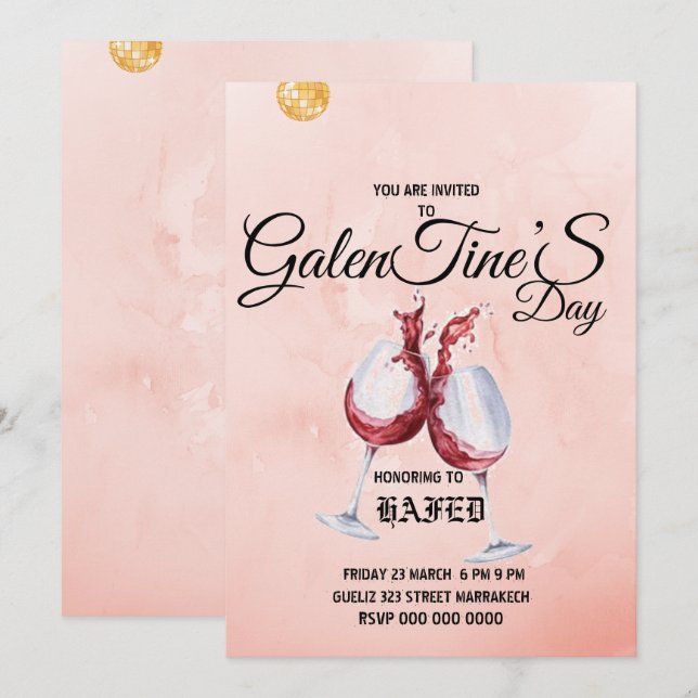 Galentine's Day cup floral modern pink Invitation (Front/Back)