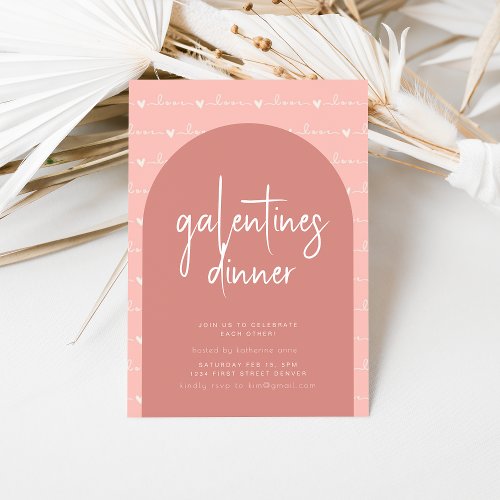 Galentines Day Dinner Invite with Pink Love