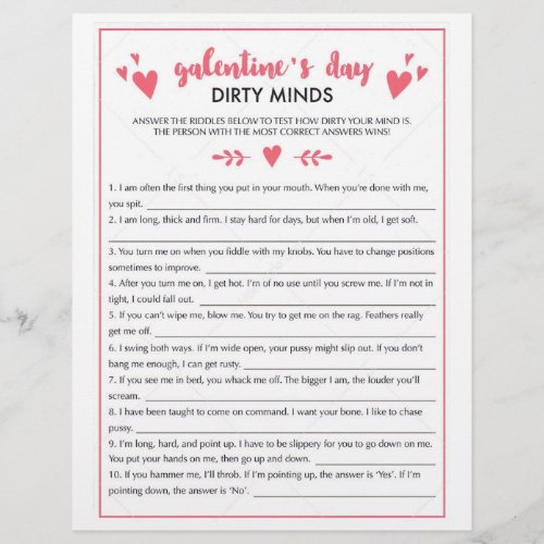 Galentines Day Dirty Minds Game Flyer