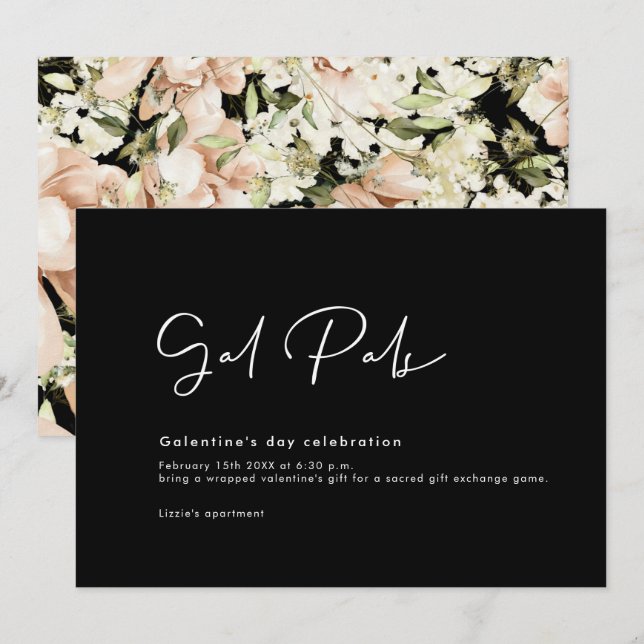 Galentine's Day Floral Invitation Card (Front/Back)