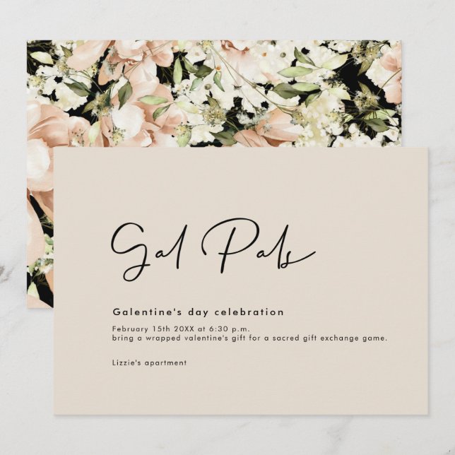 Galentine's Day Floral Invitation Card (Front/Back)