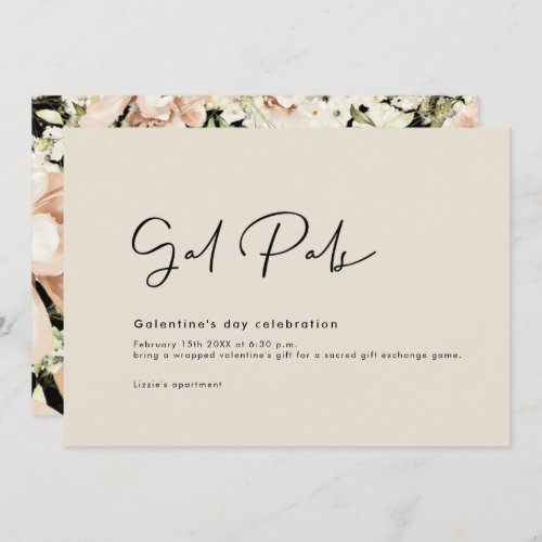 Galentines Day Floral Invitation Card