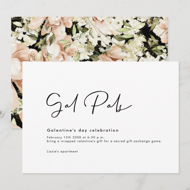 Galentine's Day Floral Invitation Card (Front/Back)