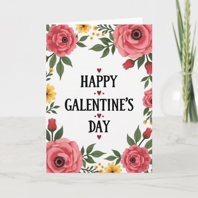 Galentines Day Friendship Floral Card (Front)