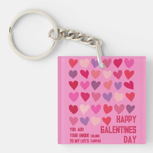 Galentines Day Gifts Exchange Hearts and Quote Keychain