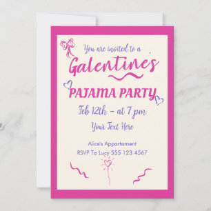 Galentine's Day Girls Pajama Party Invitation