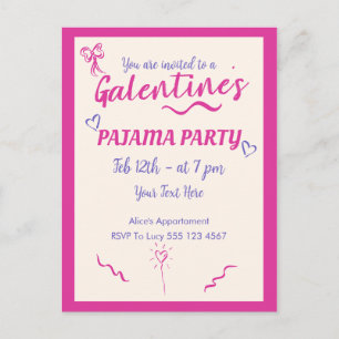 Galentine's Day Girls Pajama Party Invitation