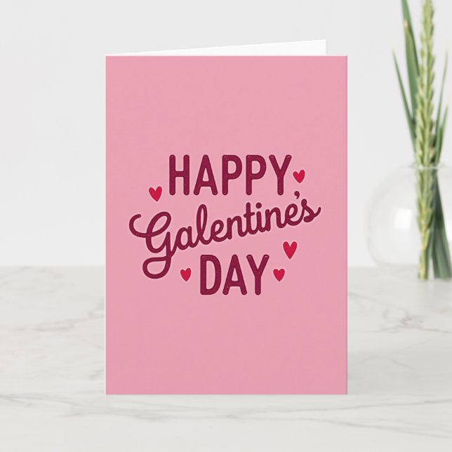 Galentines Day Glitter Hearts Card (Front)
