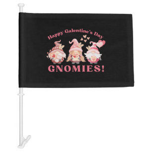 Galentines Day Gnomes Cute Valentines Day Gnomies Car Flag