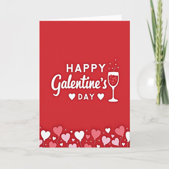 Galentines Day Heart Balloons Card (Front)