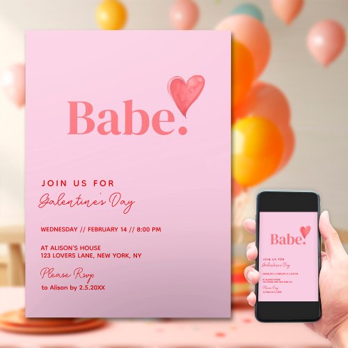 Galentines Day Heart Design Invitation