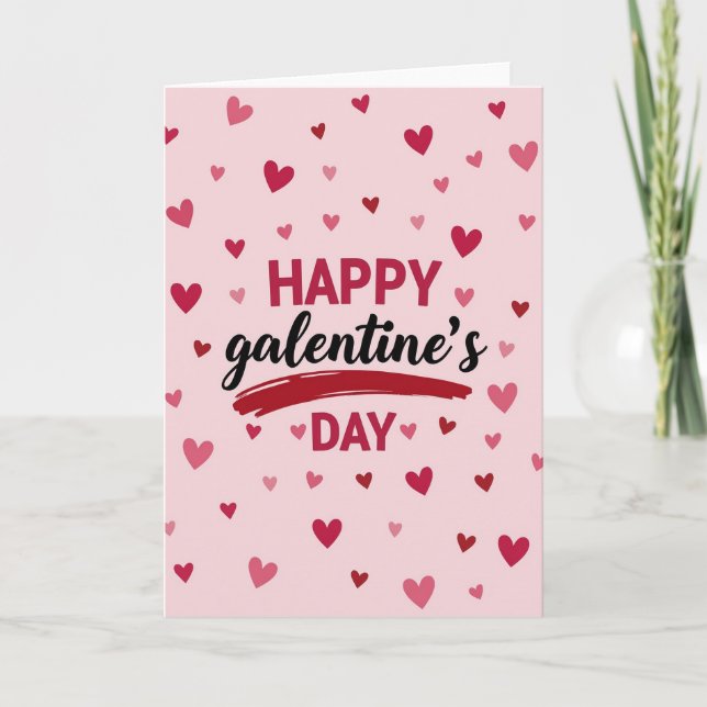 Galentines Day Heart Pattern Card (Front)