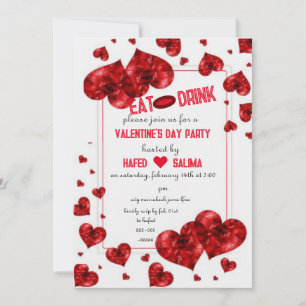 Galentine's Day heartfloral modern pink Invitation