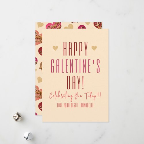 Galentines Day Hearts and Words Valentine Holiday Card