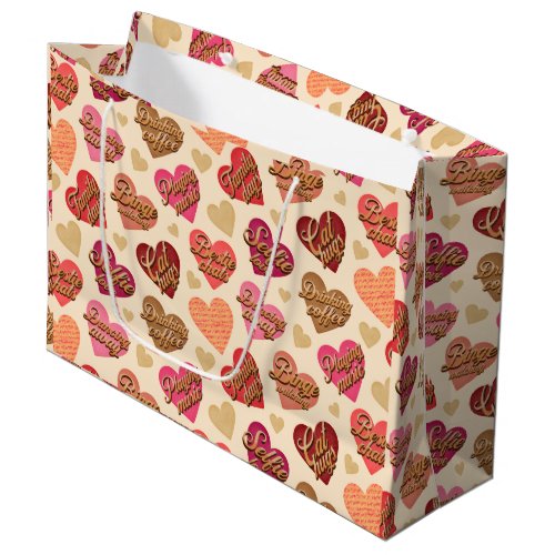 Galentines Day Hearts and Words Valentine Large Gift Bag