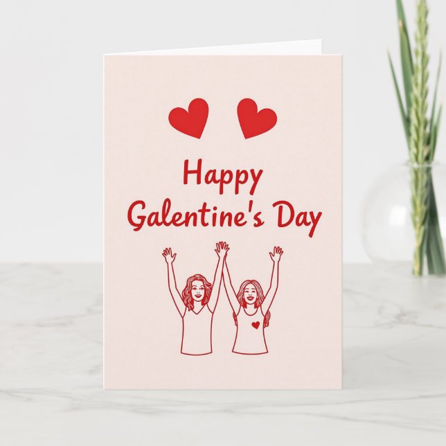 Galentines Day Hearts Matte Card (Front)