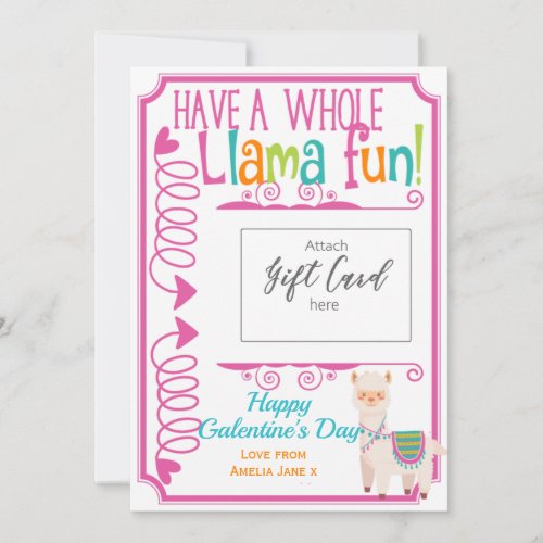 Galentines Day Llama Fun Gift Card Holder