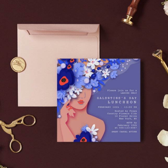 Galentine's Day Luncheon Modern Girly Floral Invitation (Creator Uploaded)