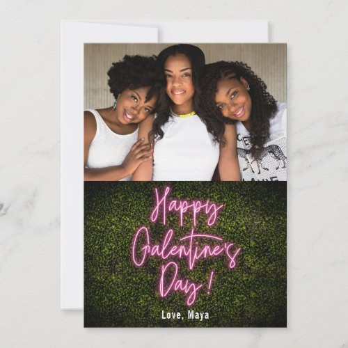 Galentines Day Neon Pink Valentines Day Photo Card