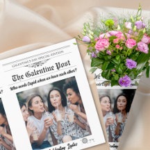 Galentines Day Newspaper Flower Bouquet Photo