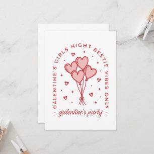Galentine's day party bestie heart balloons invitation