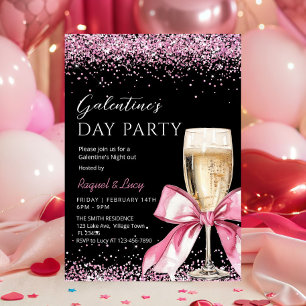 Galentine's Day Party Champagne Pink Coquette Invitation
