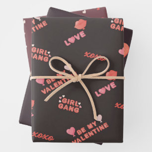 Galentines Day Pattern Wrapping Paper Sheets