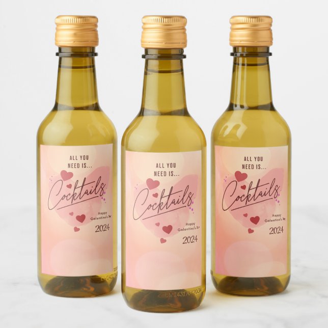 Galentine's Day Personalized Wine Bottle Label Set (Bottles)