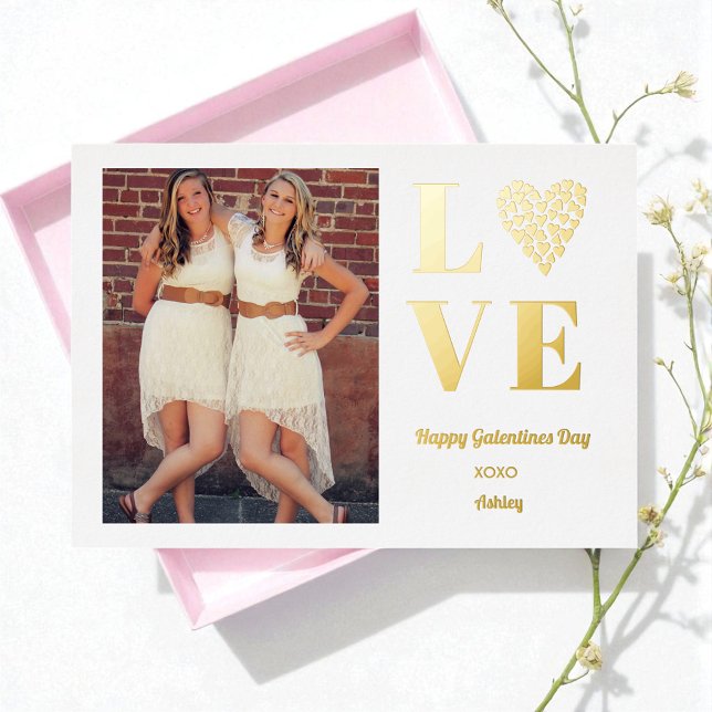 Galentines Day Photo BFF Love Heart  Foil Invitation (Creator Uploaded)