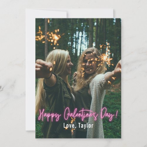 Galentines Day Pink Neon Photo Card