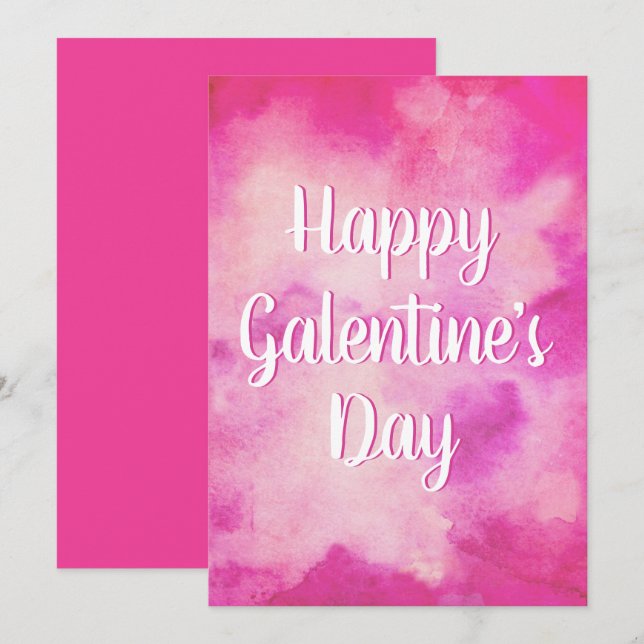 Galentine's Day Pink Watercolor Holiday Card (Front/Back)