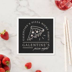 Galentines day pizza party fancy black aesthetic napkins