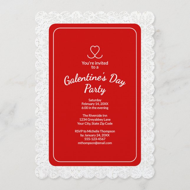 Galentine's Day Red Party Invitation Invitation (Front)