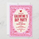Galentine's Day Red Pink  hand drawn Party Invitation
