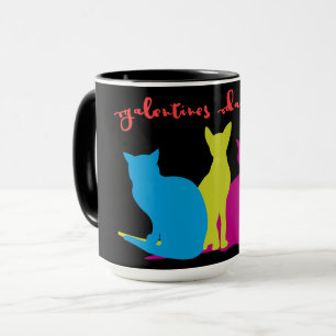 Galentines Day Squad of Colorful Lady Cats Mug