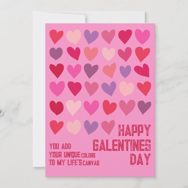 Galentines Day Unique Friends Pink Red Hearts Holiday Card (Front)