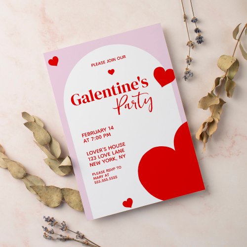 Galentines Day Valentines Day Heart Invitation