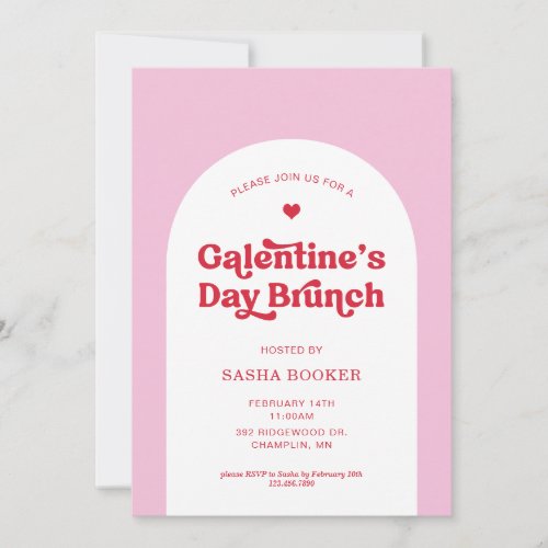 Galentines Day Valentines Day Pink Brunch Invitation