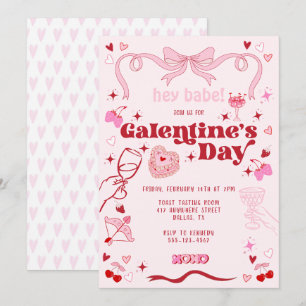Galentine's Day Vintage Coquette Pink Invitation