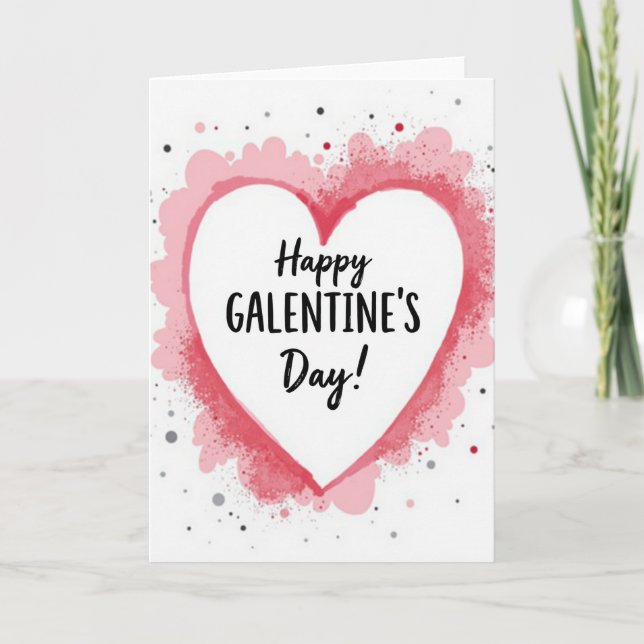 Galentines Day Watercolor Heart Card (Front)