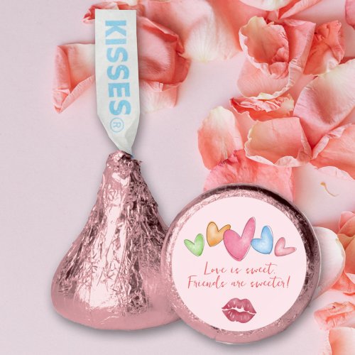 Galentines Day Watercolor Hearts Hersheys Kisses