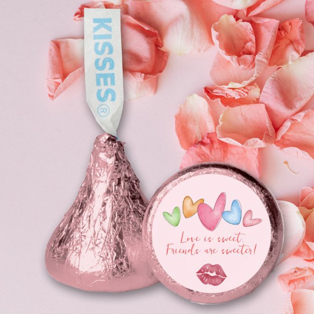 Galentines Day Watercolor Hearts Hershey®'s Kisses® (Creator Uploaded)
